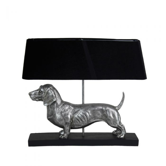 Αγαλματίδιο Σκύλου "Dachshund" με Μαύρο Λαμπατέρ - Φωτιστικό για Pet Lovers