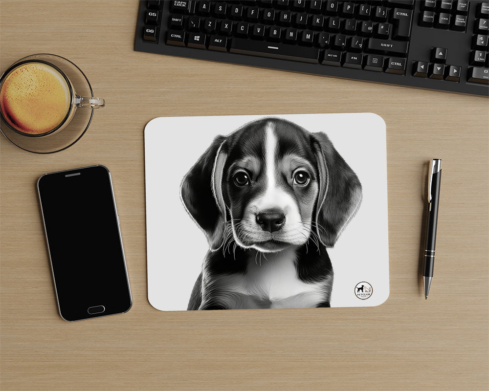 MOUSEPAD “Black & White Beagle Love"