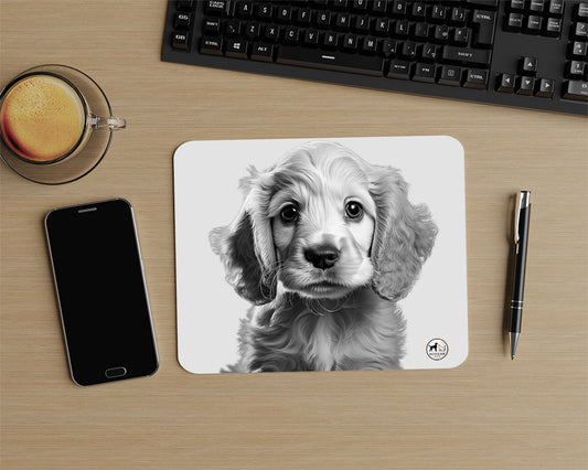 MOUSEPAD "Cocker Spaniel Charm – B&W Edition"
