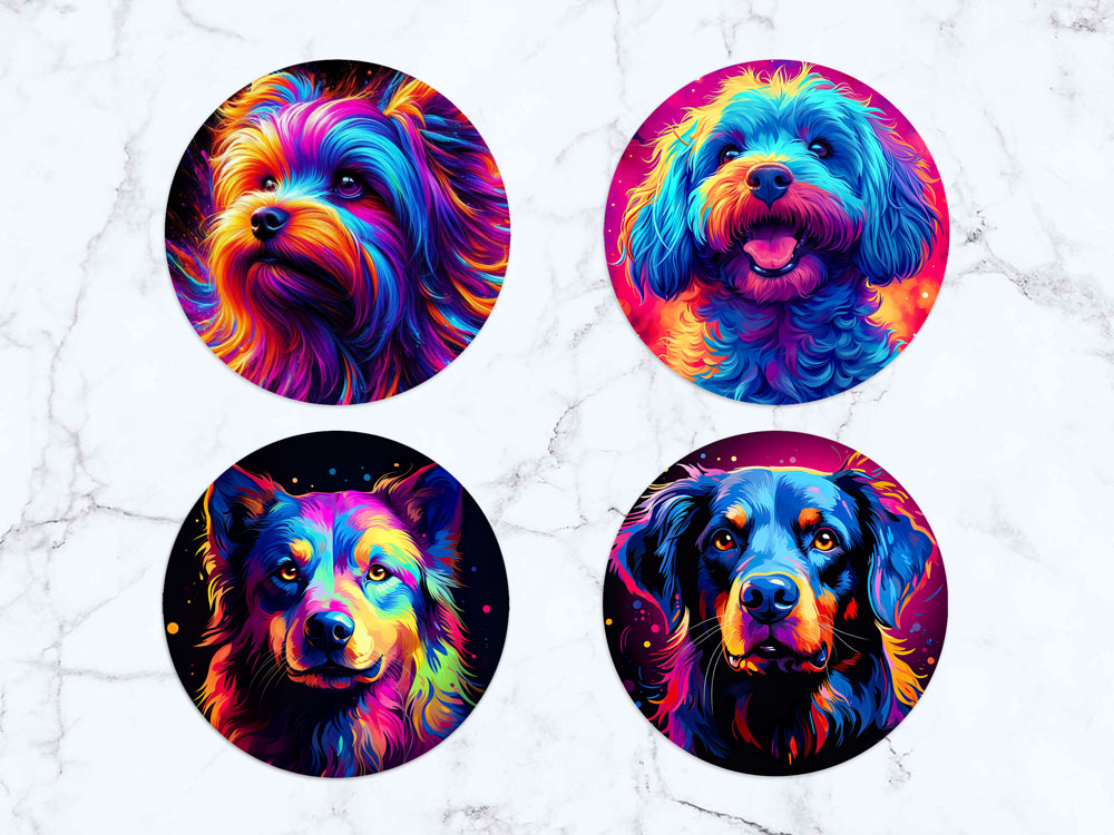 Σουβέρ Colourful Pups - Σετ 4τμχ