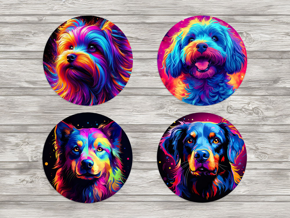 Σουβέρ Colourful Pups - Σετ 4τμχ